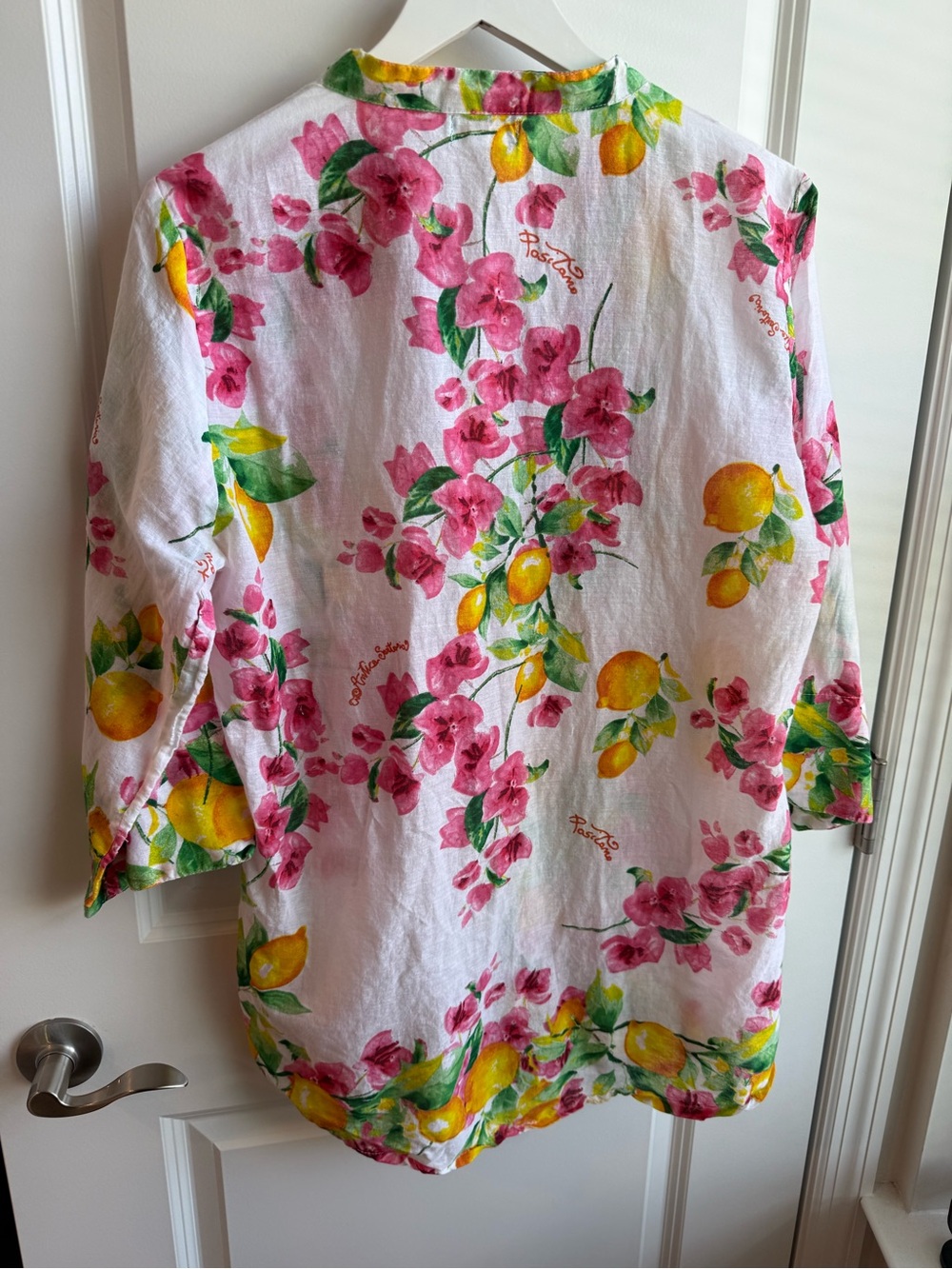 Antica Sartoria by Giacomo Cinque Lemon Positano Printed Blouse Italian Medium - Picture 7 of 10
